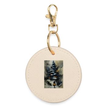 Winter path under the tree - Round Keyring - oyster - Front