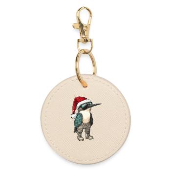Colibri Oiseau Hiver de Noël - Porte-clés rond - huître - Devant