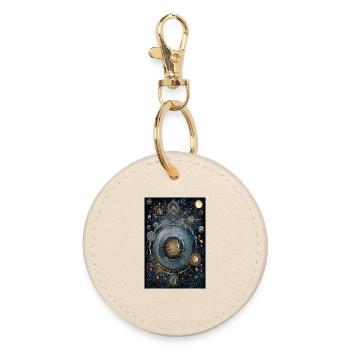 Cosmic Gearwork Clock Nebula - Round Keyring - oyster - Front