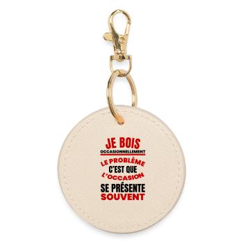 I occasionally drink humor aperitif - Round Keyring - oyster - Front