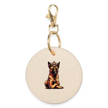 Malinois Belgischer Schäferhund Malinoisbesitzer - Runder Schlüsselanhänger - Auster - Vorne