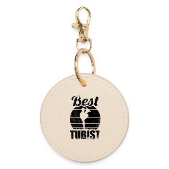 Funny tuba player - Round Keyring - oyster - Front