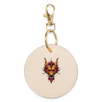 Flaming Asian Dragon - Round Keyring - oyster - Front