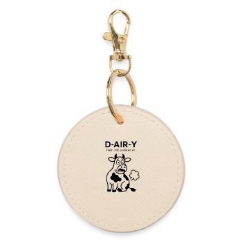 D-Air-Y – Fresh Milk, Polluted Air - Cow - Round Keyring - oyster - Front