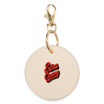 Extra Creamy Retro Schriftzug - Runder Schlüsselanhänger - Auster - Vorne
