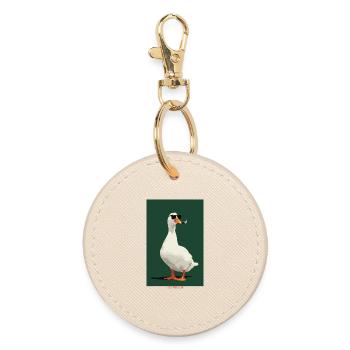 Ente mit Zigarre und Sonnenbrille - Runder Schlüsselanhänger - Auster - Vorne