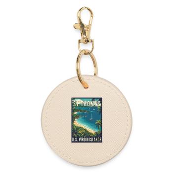 Art de voyage vintage tropical St. Thomas - Porte-clés rond - huître - Devant