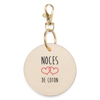 Cotton Wedding 1 Year Wedding - Round Keyring - oyster - Front