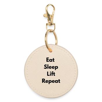 Eat, sleep, lift, repeat - Round Keyring - oyster - Front