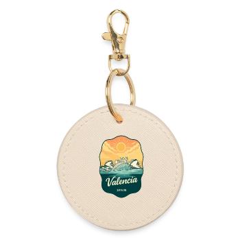 Badge de voyage Vintage Sunset de Valence Espagne - Porte-clés rond - huître - Devant