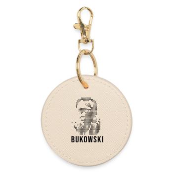 Charles Bukowski geometric design portrait - Round Keyring - oyster - Front