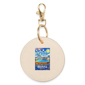 Wichita, Kansas - Round Keyring - oyster - Front
