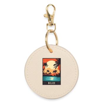 Experience Tropical Paradise of Belize - Round Keyring - oyster - Front