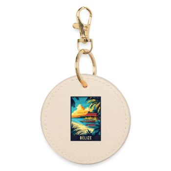 Explore Tropical Paradise of Belize - Round Keyring - oyster - Front