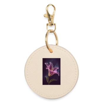 Néon Lys Lumineux dans la Nuit Violette - Porte-clés rond - huître - Devant
