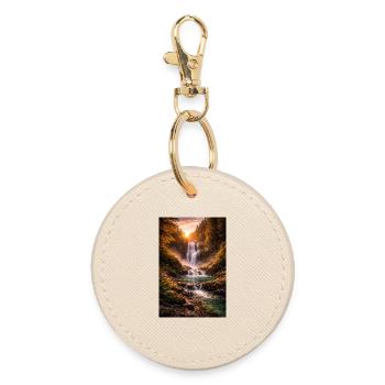 Waterfall in the evening sun - Round Keyring - oyster - Front