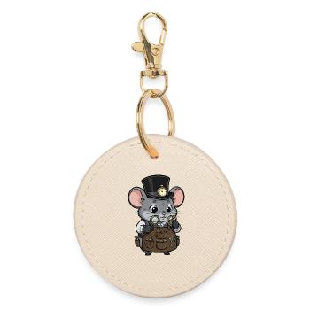 Souris Horlogère Steampunk Montre Haut-de-Forme - Porte-clés rond - huître - Devant
