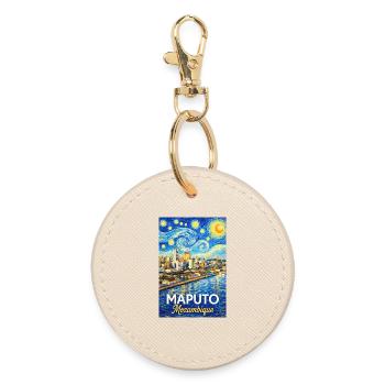 Maputo Mozambique Starry Night - Round Keyring - oyster - Front