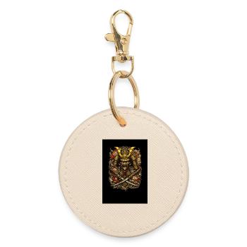 Casque en fleurs de samouraï - Porte-clés rond - huître - Devant