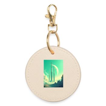 Paysages spatiaux rétro futuristes Esthétique des années 1960 - Porte-clés rond - huître - Devant
