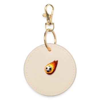 Flaming Soccer Ball - Round Keyring - oyster - Front