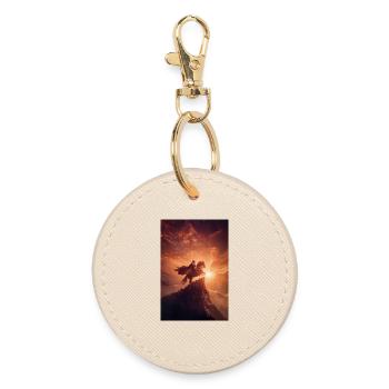 Dawn Rider on the Ridge - Round Keyring - oyster - Front