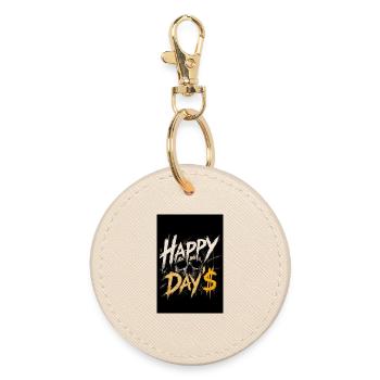 Grunge Skull Happy Day$ design - Round Keyring - oyster - Front
