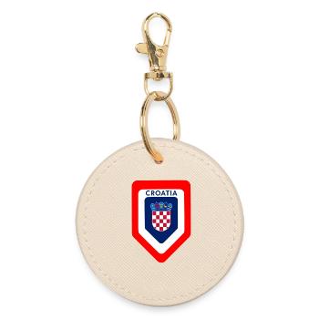 Croatian Coat of Arms Emblem - Round Keyring - oyster - Front
