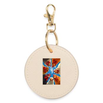 Chickens Gaze Skyward Circle - Round Keyring - oyster - Front