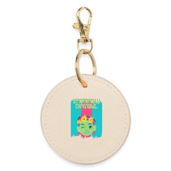 Floral Wreath Portrait Neo-Pop - Round Keyring - oyster - Front