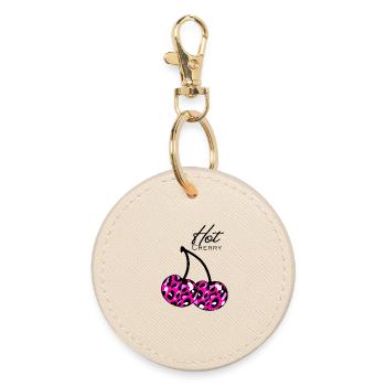 Cerisier à motif léopard rose - Porte-clés rond - huître - Devant