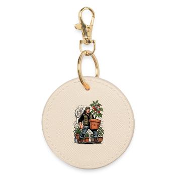 Gardener with tomato formula - Round Keyring - oyster - Front