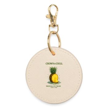 Kronen & Chill: Ananas Tropen-Print - Runder Schlüsselanhänger - Auster - Vorne