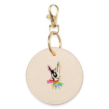 Hand with festival wristband - Round Keyring - oyster - Front