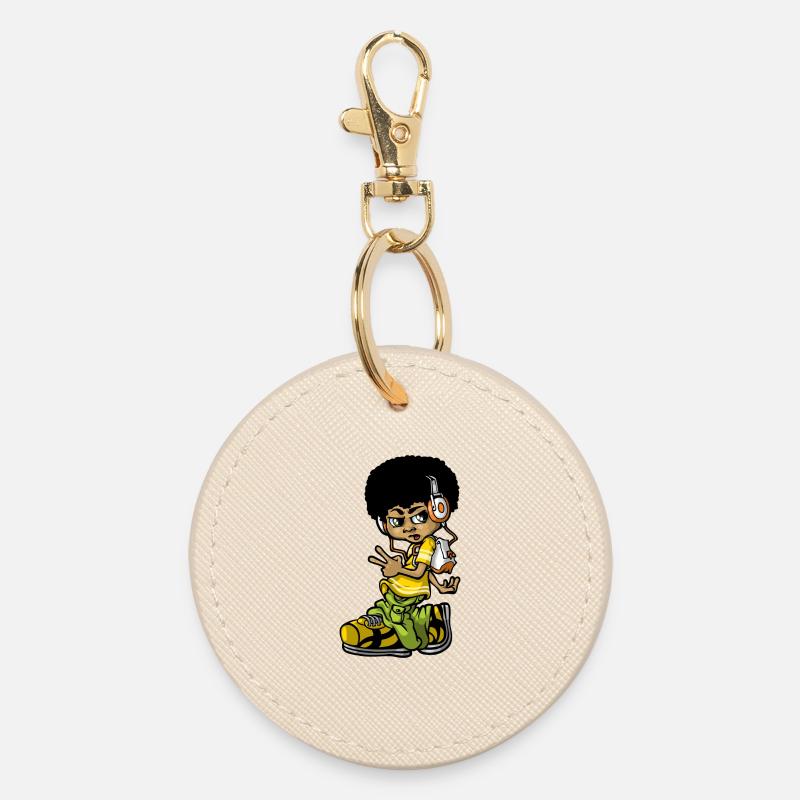 Vintage b-boy - Round Keyring - oyster