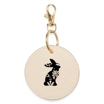 Bunny ornament - Round Keyring - oyster - Front
