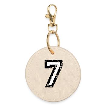 Le numéro sept- No. 7 (deux couleurs) blanc - Porte-clés rond - huître - Devant