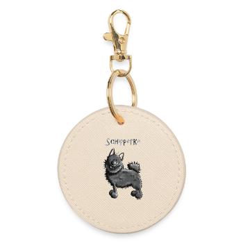 Witziger Schipperke - Hund - Runder Schlüsselanhänger - Auster - Vorne