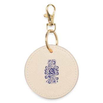Blumenornament - Runder Schlüsselanhänger - Auster - Vorne