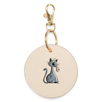 Chat - Porte-clés rond - huître - Devant