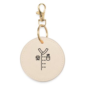 Kids Chef Uniform Petit Chef Child Cooking Costume - Round Keyring - oyster - Front