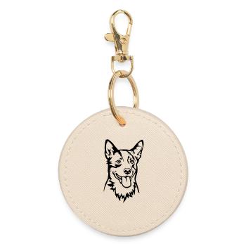 Australian Cattle Dog Head - Round Keyring - oyster - Front