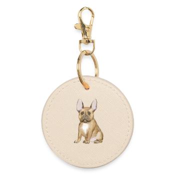 Adorable french bulldog puppy - Round Keyring - oyster - Front