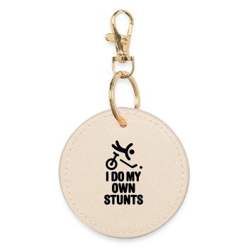 I do my own stunts unicycle hockey unicycling - Round Keyring - oyster - Front