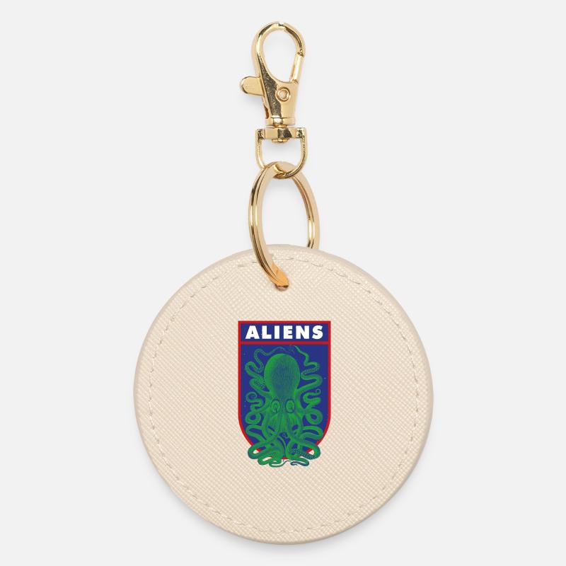 Octopus Aliens - Round Keyring - oyster