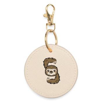 Jungle dweller Sloth Vegetarian Mammals - Round Keyring - oyster - Front