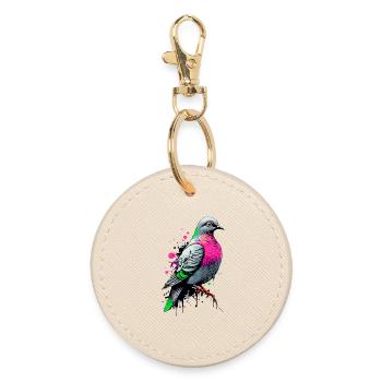 Pigeon de ville coloré - colombes - J’aime les pigeons - Porte-clés rond - huître - Devant