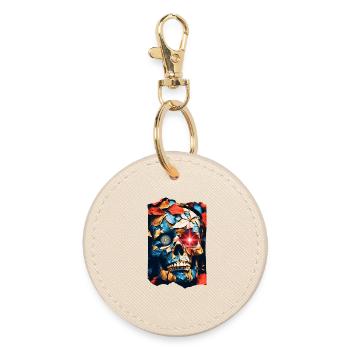 Crâne Pop Art - Porte-clés rond - huître - Devant