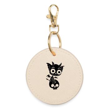 Little Black Demon Rests - Round Keyring - oyster - Front