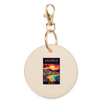 Jalisco Mexico sunset design - Round Keyring - oyster - Front